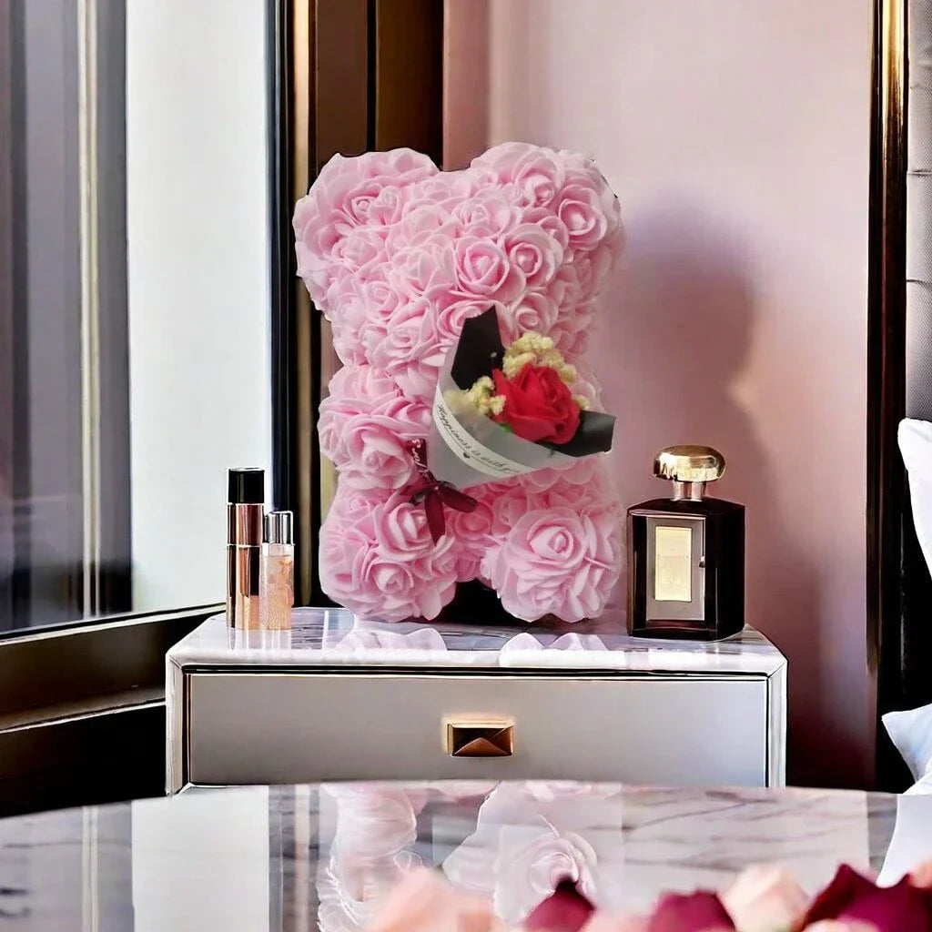 Rose Bear Bouquet Foam Flower Teddy Bear Gift for Weddings
