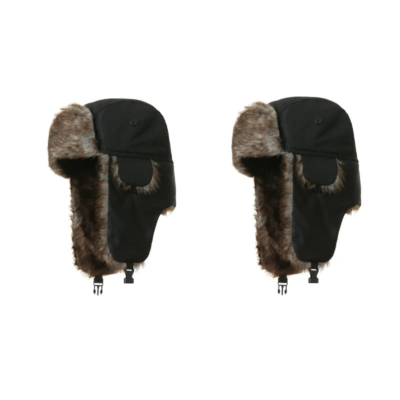 Trapper Hat with Ear Flaps and Faux Fur Lining for Winter