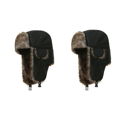Trapper Hat with Ear Flaps and Faux Fur Lining for Winter