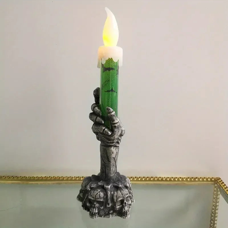 Halloween Skeleton Candle – LED Ghost Hand Haunted House Decor