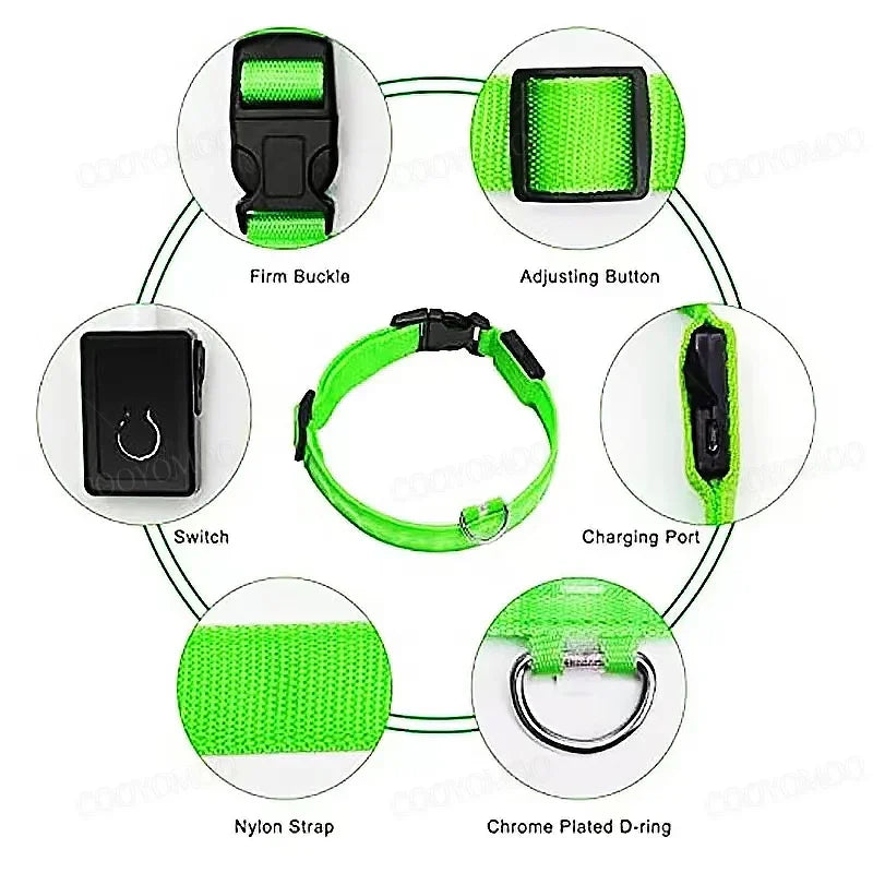 LED Dog Collar – Light Up Adjustable Collar with 3 Flash Modes