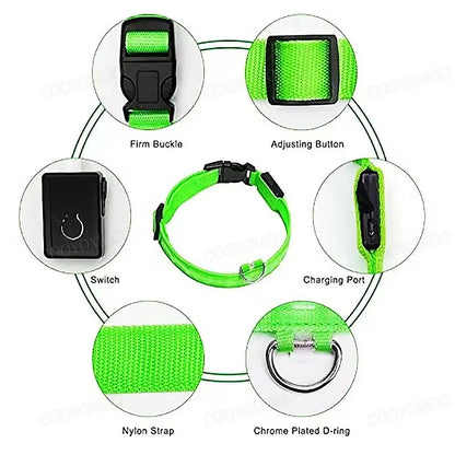 LED Dog Collar – Light Up Adjustable Collar with 3 Flash Modes