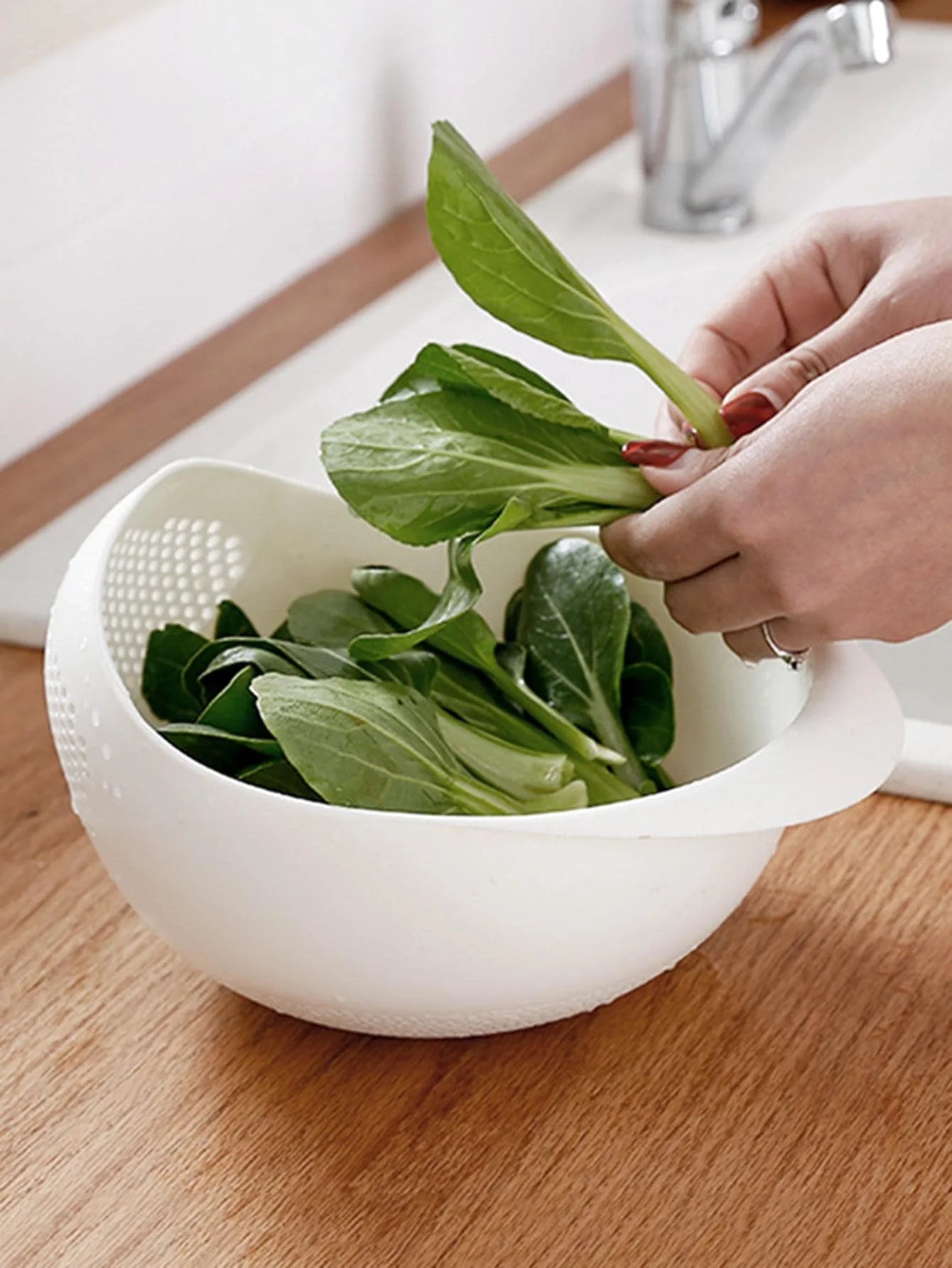 Rice Washing Basket Double Layer Colander with Handles