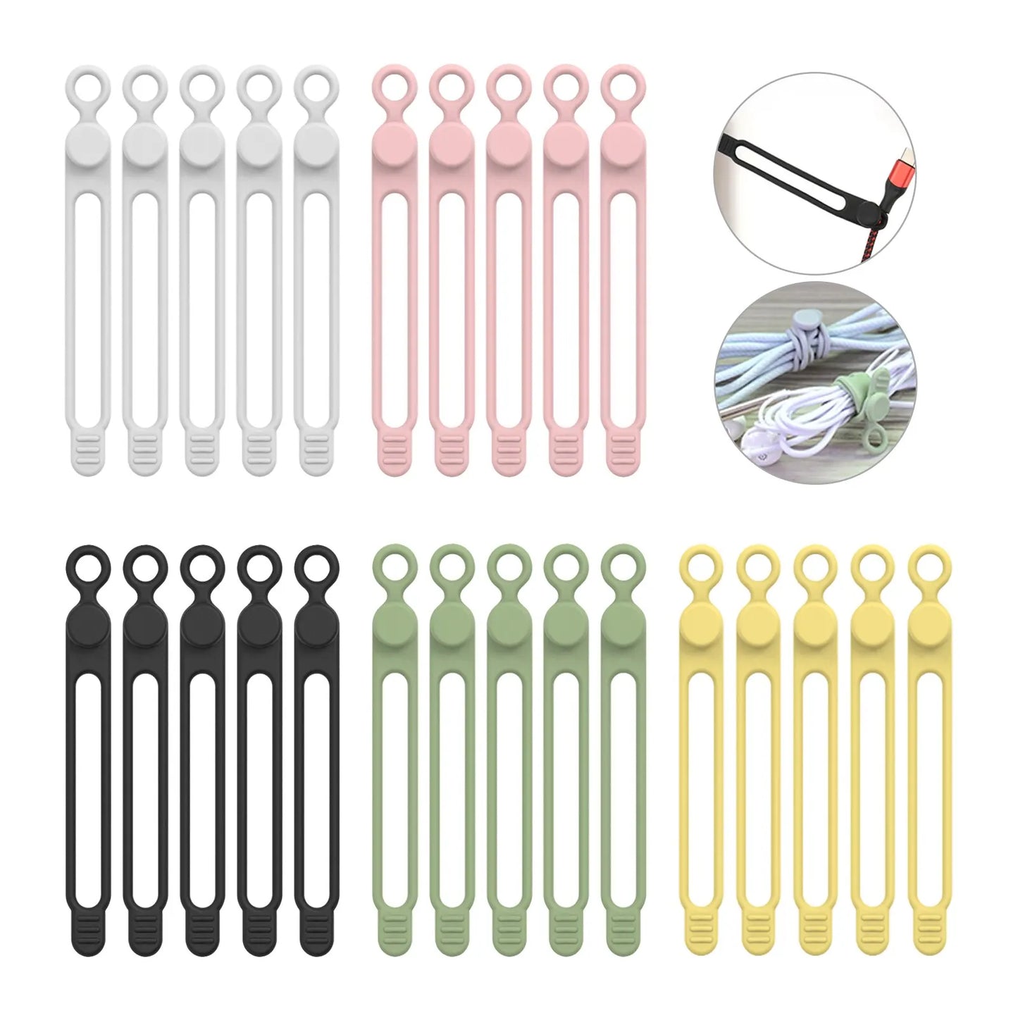 Silicone Cable Ties – Reusable Cord Organizer & Wire Straps