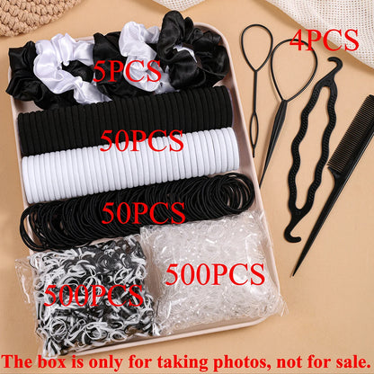 1109PCS Women's Hair Accessories Set with Elastic Bands & Scrunchies