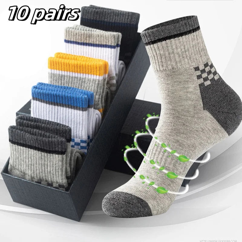 Men's Crew Socks – Breathable Cotton Blend Sports Socks, 5/10 Pairs