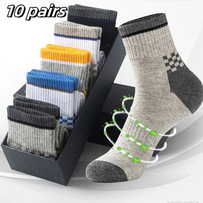 Men's Crew Socks – Breathable Cotton Blend Sports Socks, 5/10 Pairs