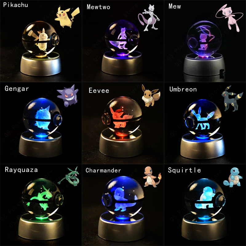 Crystal Ball Night Light with LED Base, 50mm Glass Decor