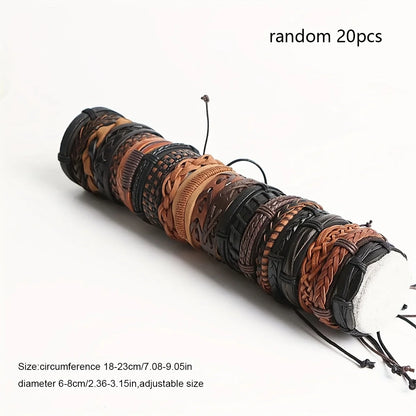 Braided Leather Bracelets Set – Adjustable Wrap Wristbands for Men & Women