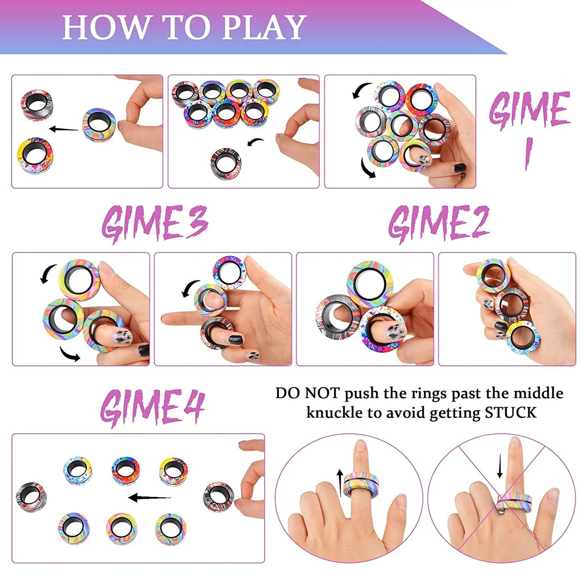 Magnetic Fidget Rings Set – 3PCS Spinner Toys for Teens & Adults