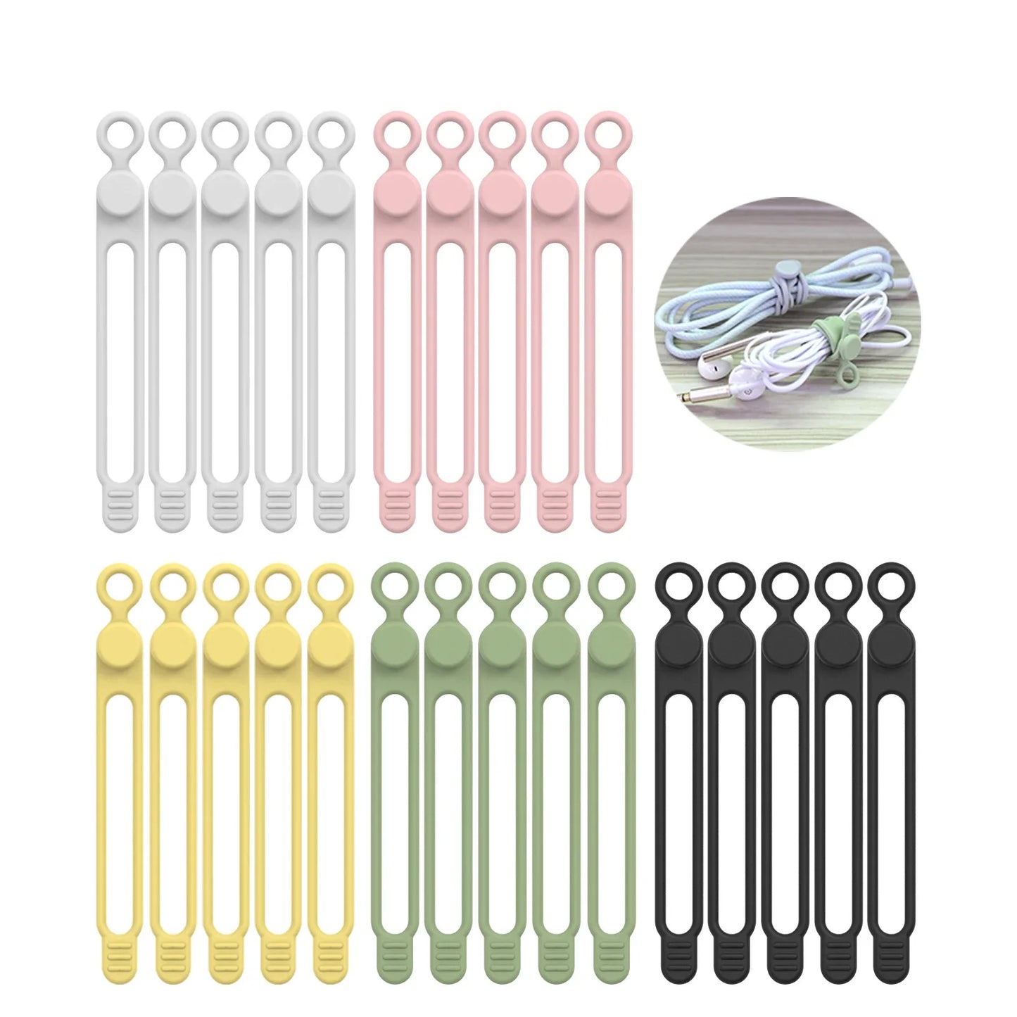 Silicone Cable Ties – Reusable Cord Organizer & Wire Straps
