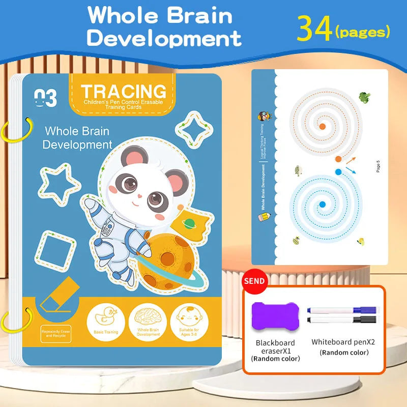 Reusable Writing Practice Book Set with Erasable Pen for Kids