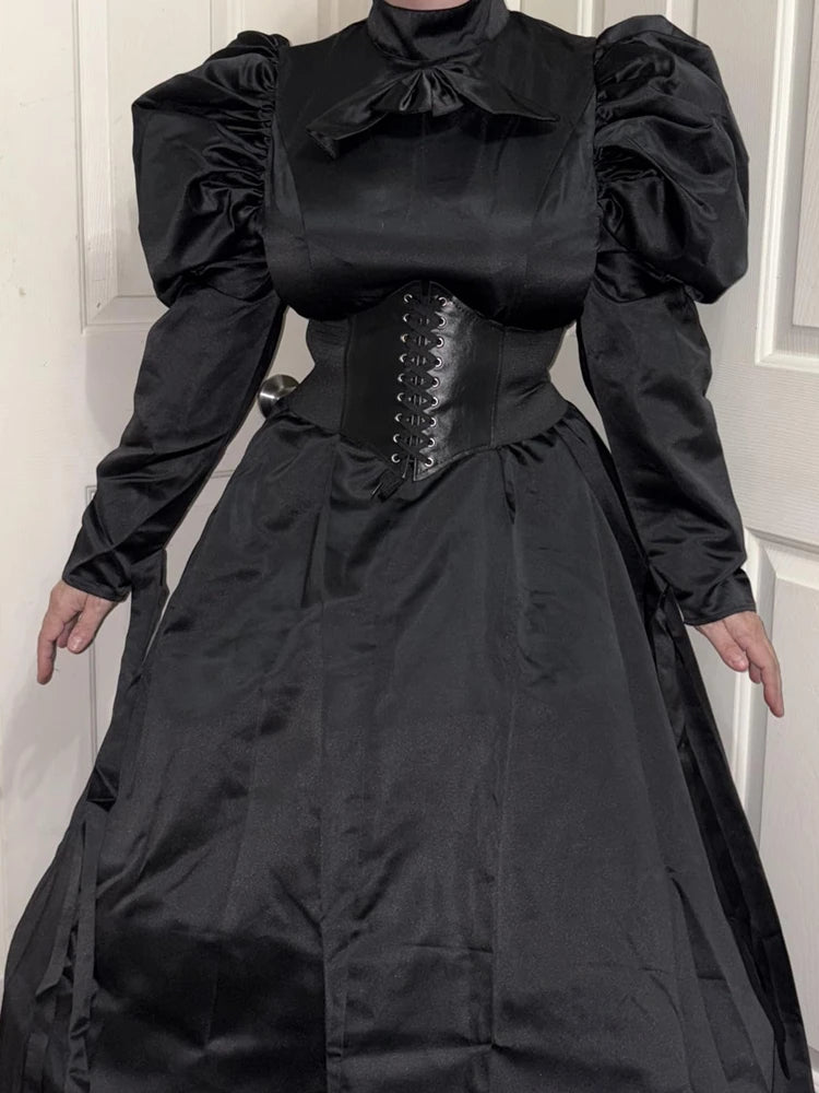 Women Gothic Victorian Dress Renaissance Ball Gown Vampire  Rococo Costume Black