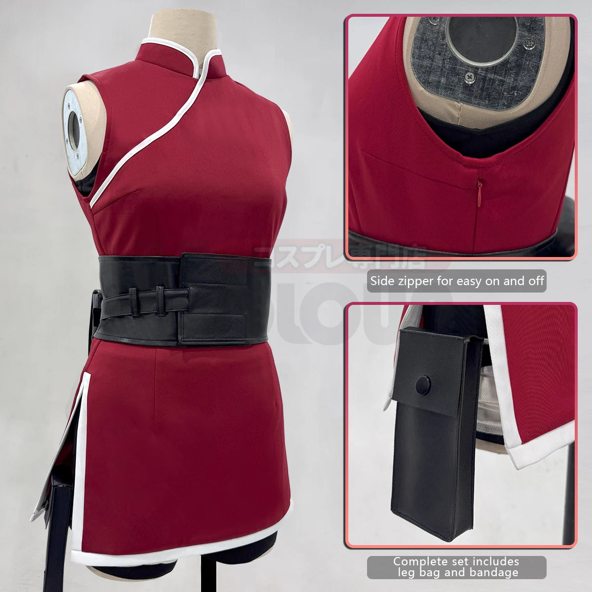 HOLOUN Anime Haruno Sakura Cosplay Costume Top Shorts Pouch Halloween Christmas Gift Cos Convention