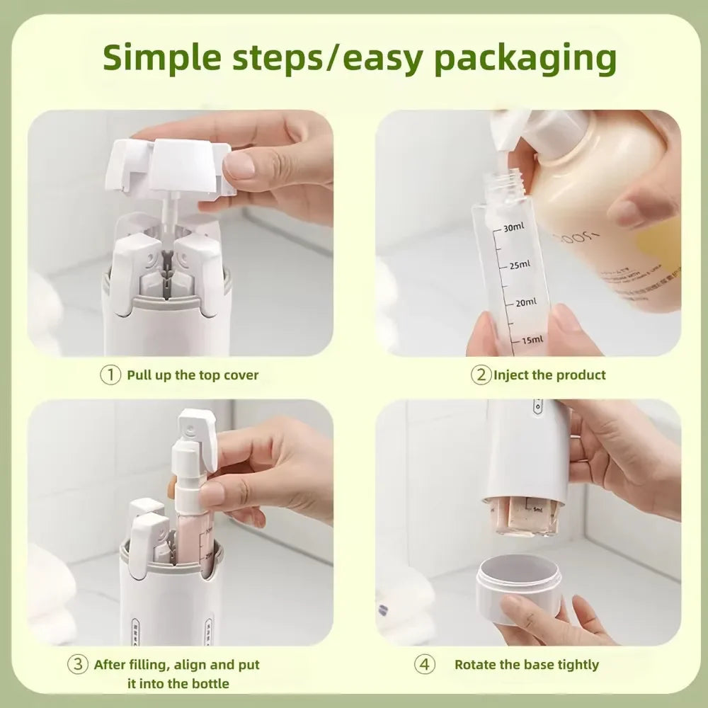 Travel Bottles – 4-in-1 Refillable Toiletry Container Set