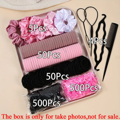 1109PCS Women's Hair Accessories Set with Elastic Bands & Scrunchies