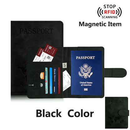 RFID Passport Holder Travel Wallet with Card and Document Slots