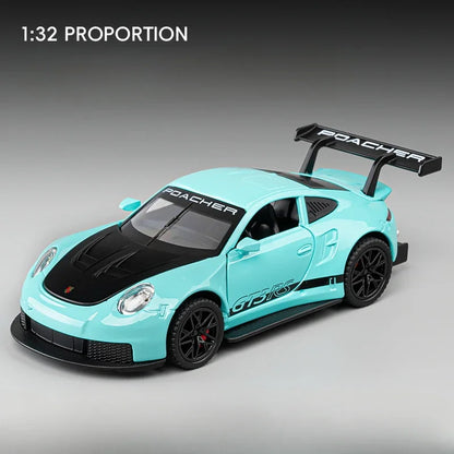 1:32 Alloy Diecast GT3 RS Toys Cars Models Wheel Pull Back 4 Doors Opened Supercar with Light Sound Sports Car Child Adult Gifts