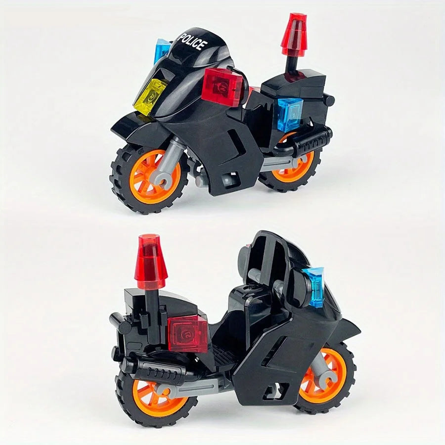 1 Pc City Police SWAT Motorcycle Model Building Blocks DIY Model Building Blocks Bricks Children'S Toys 6+