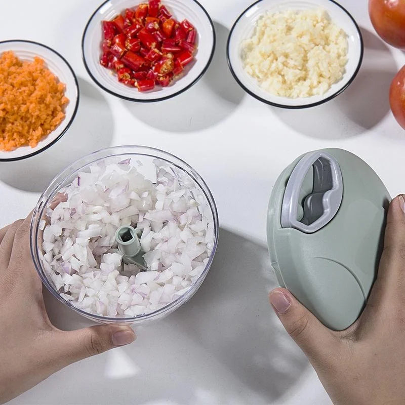 Manual Garlic Chopper – 500/900ml Hand Pull Food Mincer
