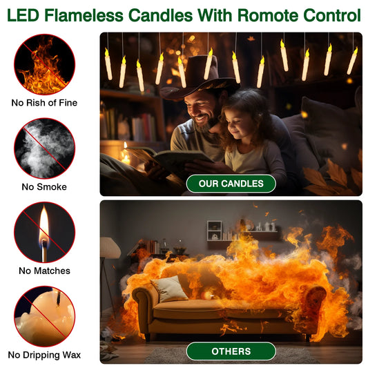 Halloween LED Floating Candles with Magic Wand Remote Battery Operated Potter Floating Candles Warm Light Home Party Decoration