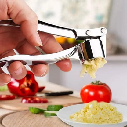 Garlic Press Manual Zinc Alloy Garlic Crusher with Stainless Steel Blade