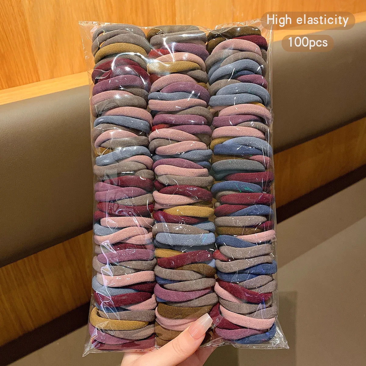 100 Pack Women's Elastic Hair Bands – Seamless Stretchy Hair Ties