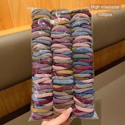 100 Pack Women's Elastic Hair Bands – Seamless Stretchy Hair Ties