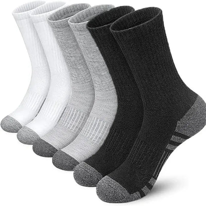 Men's Gym Socks – Breathable Crew Sports Socks, 6 or 12 Pairs