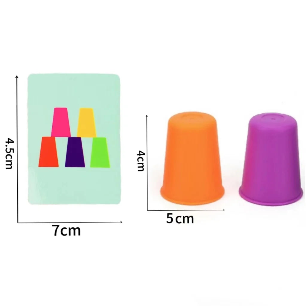 Color Matching Stacking Cups Game with Cards for Kids