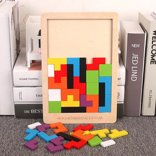 Wooden Tangram Puzzle – Colorful 3D Brain Teaser for Kids
