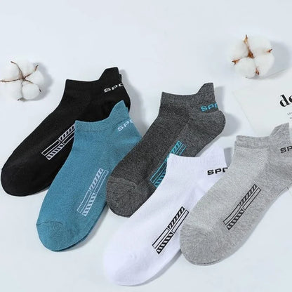 Men's Cotton Ankle Socks Breathable Low Cut Sports Socks 5 Pairs