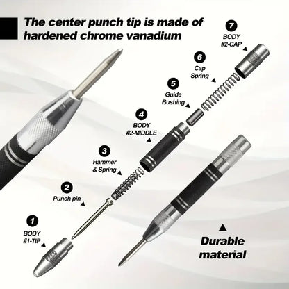 Automatic Center Punch – Spring Loaded Hole Marker for Wood & Metal