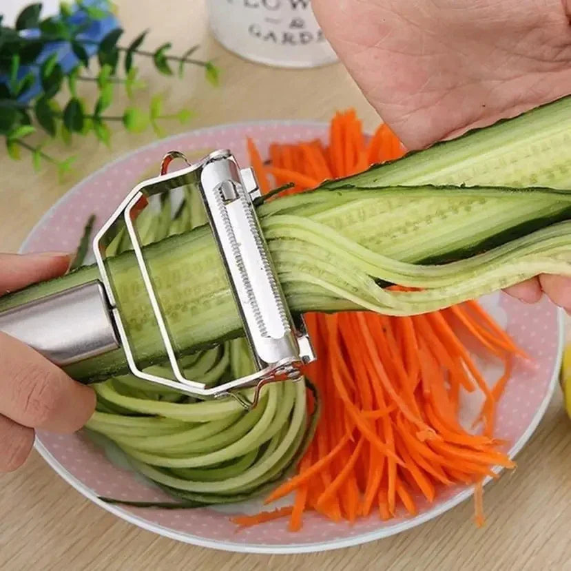 Vegetable Peeler, Stainless Steel 2-in-1 Grater & Julienne Tool