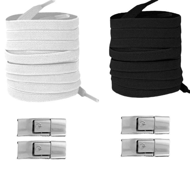 No Tie Shoe Laces with Press Lock Elastic Flat Shoelaces