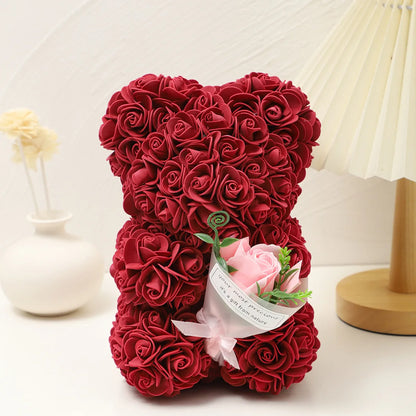 Rose Bear Bouquet Foam Flower Teddy Bear Gift for Weddings