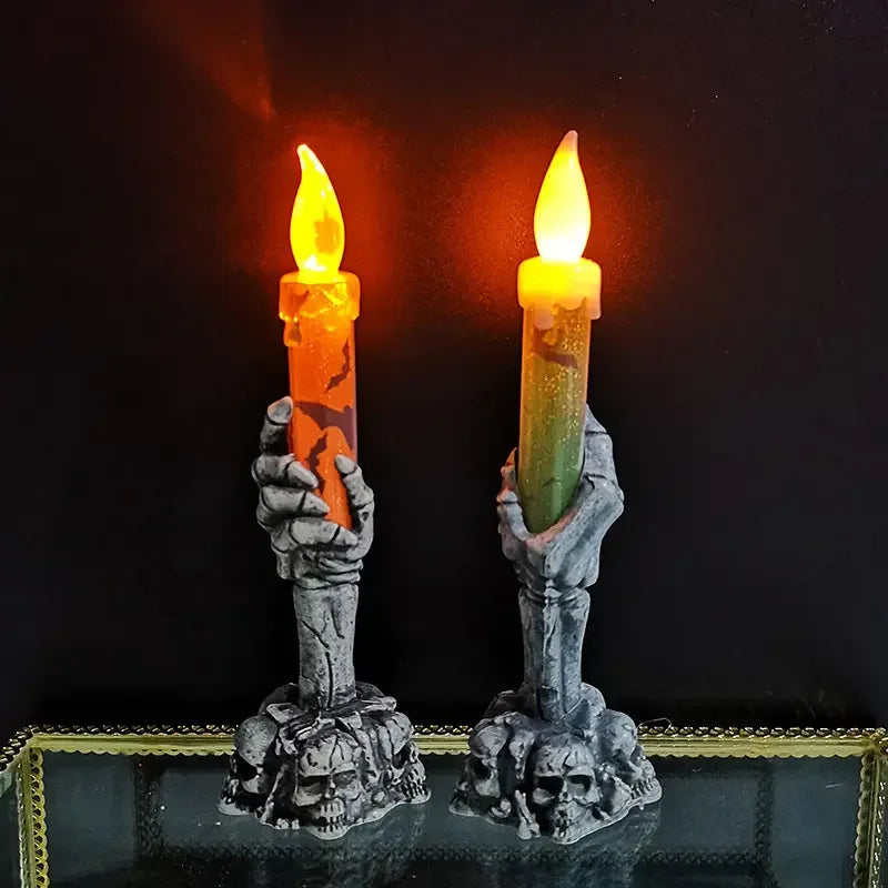 Halloween Skeleton Candle – LED Ghost Hand Haunted House Decor