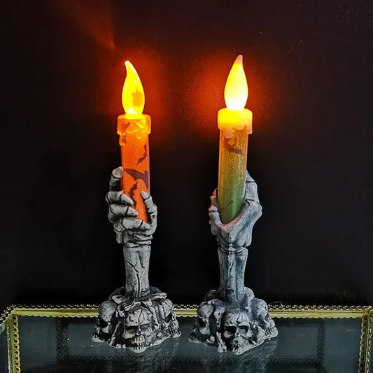 Halloween Skeleton Candle – LED Ghost Hand Haunted House Decor