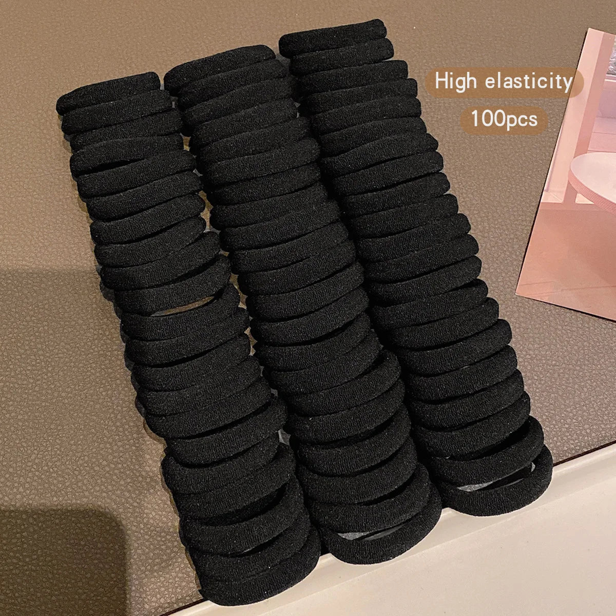100 Pack Women's Elastic Hair Bands – Seamless Stretchy Hair Ties