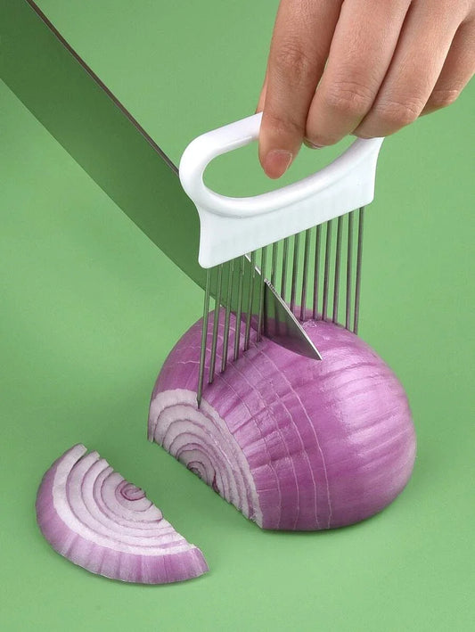 Onion Slicer Holder Stainless Steel Vegetable Cutting Guide