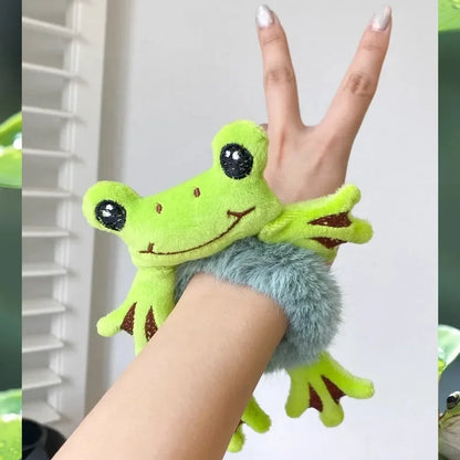 Frog Hair Scrunchie – Cute Plush Elastic Hair Band for Women