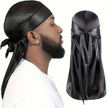 Silk Durag for Men Long Tail Wave Cap Head Wrap