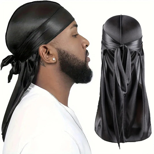 Silk Durag for Men Long Tail Wave Cap Head Wrap