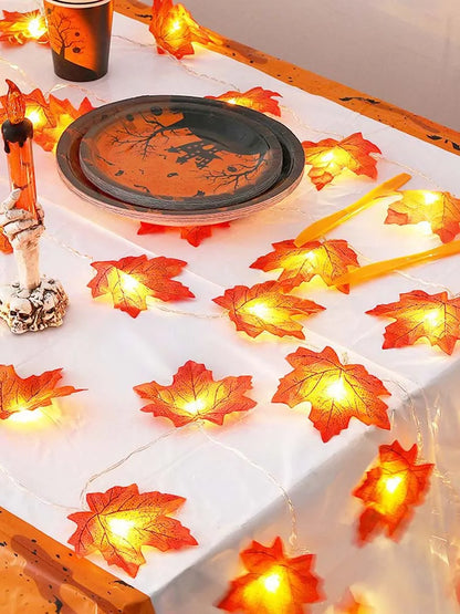 1PC Maple Leaf String Lights 10/20/30/40 LED Lights Battery Operated Waterproof For Halloween Outdoor Autumn Thanksgiving Decor