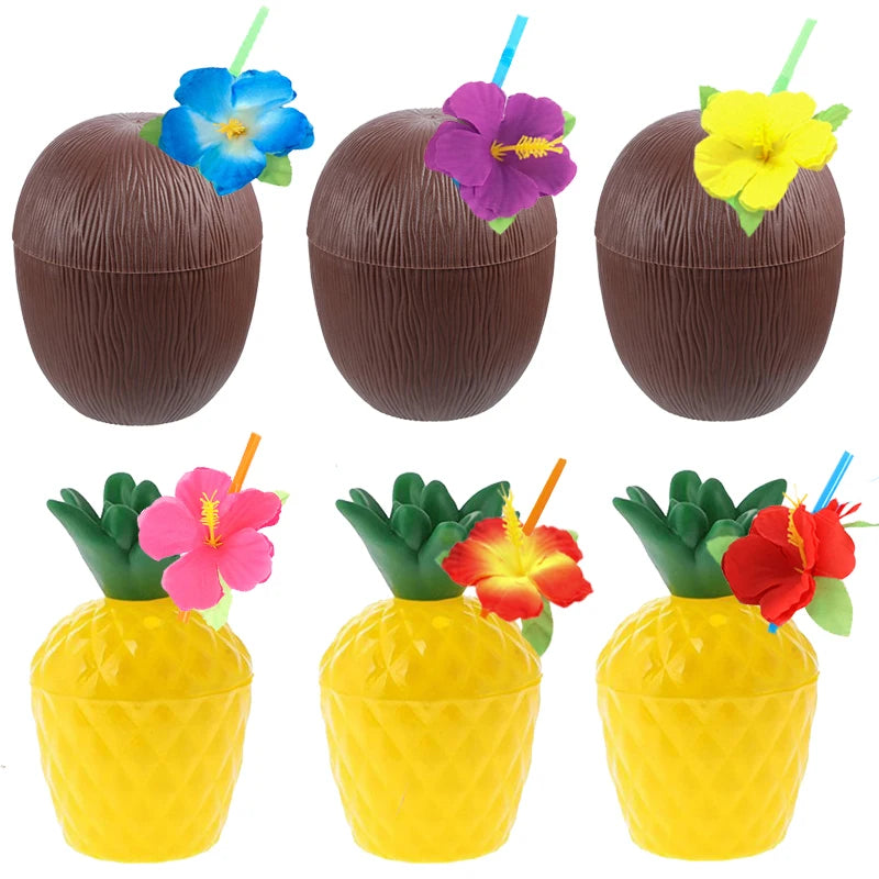 Tropical Drink Cups – Pineapple, Coconut & Strawberry Party Set