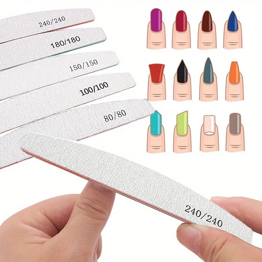 Professional Nail File – Half Moon Sanding File, 80–240 Grit