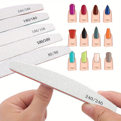 Professional Nail File – Half Moon Sanding File, 80–240 Grit