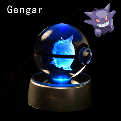 Crystal Ball Night Light with LED Base, 50mm Glass Decor