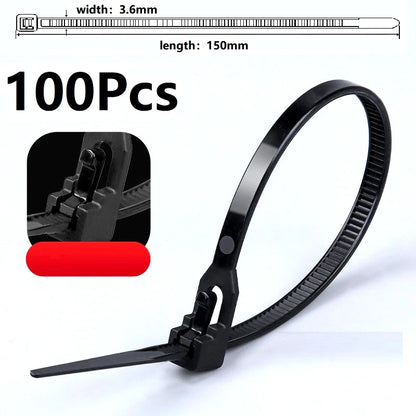 Reusable Cable Ties 150mm, Nylon Zip Ties with Removable Buckle