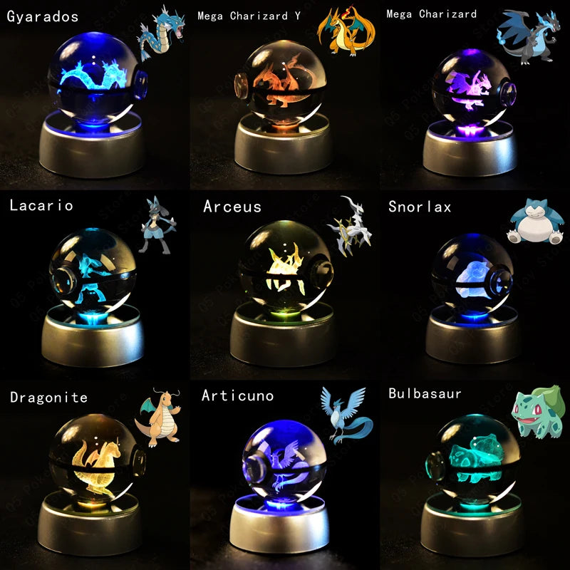 Crystal Ball Night Light with LED Base, 50mm Glass Decor